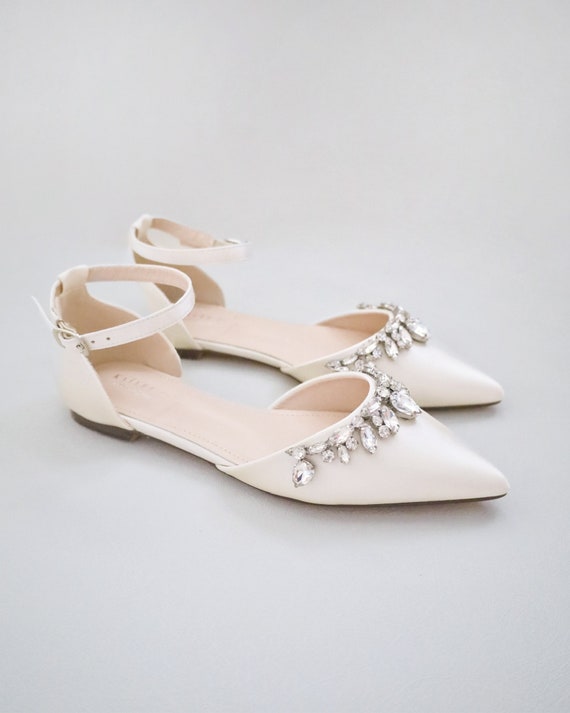 Ivory flats with ankle strap deals