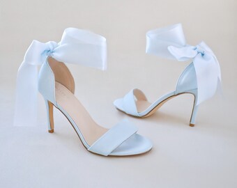 Wedding shoes white with blue sales