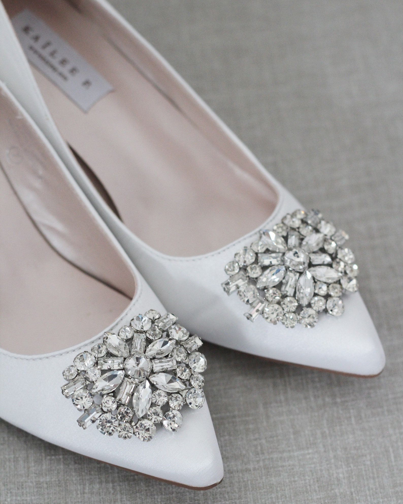 white satin kitten heels