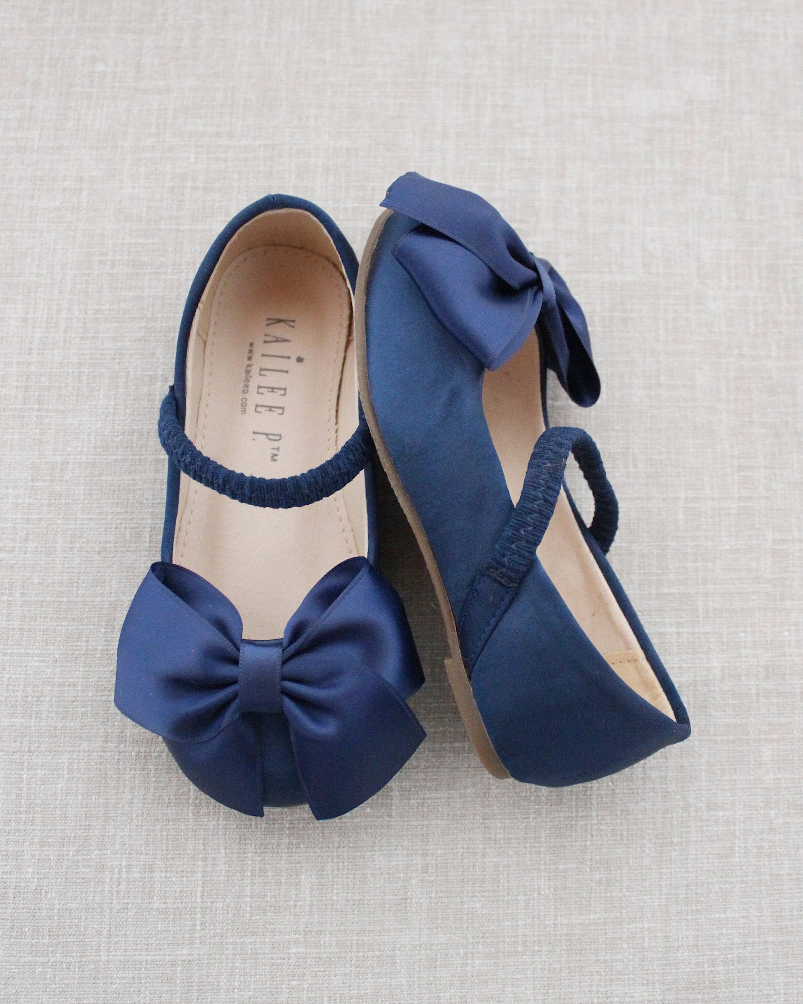 Navy Satin Mary Jane With FRONT SATIN BOW for Fall Flower Girls Shoes ...