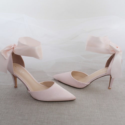 Dusty Pink Satin Pointy Toe Heels With WRAPPED SATIN TIE - Etsy