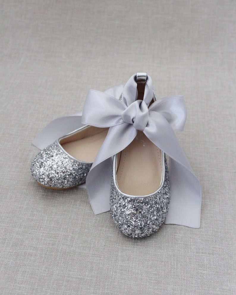 silver sparkle ballet flats