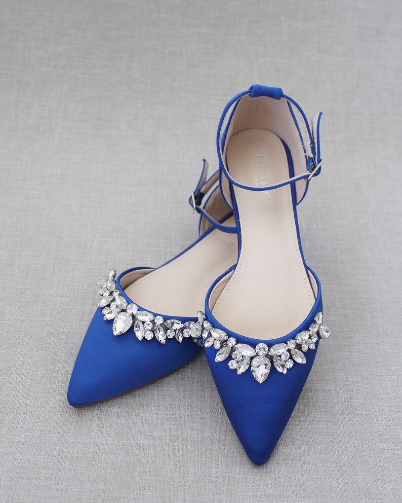 blue flat pointed shoes