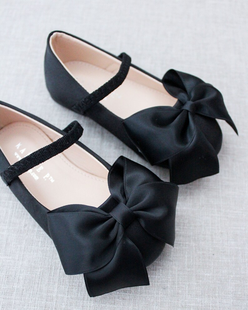 Black Satin Mary Jane With FRONT SATIN BOW - for Fall Flower Girls ...