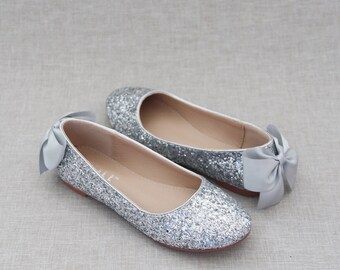 Flat silver store glitter shoes