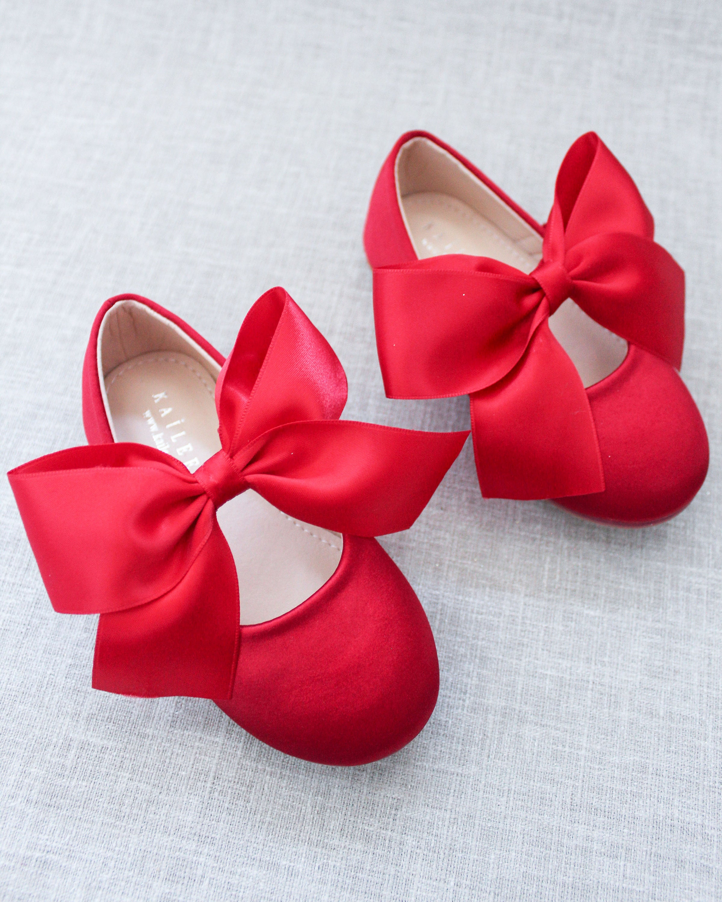 RED Satin Maryjane With RED SATIN Bow - Holiday Shoes, Flower Girls ...