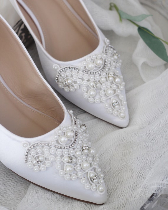 white satin flats