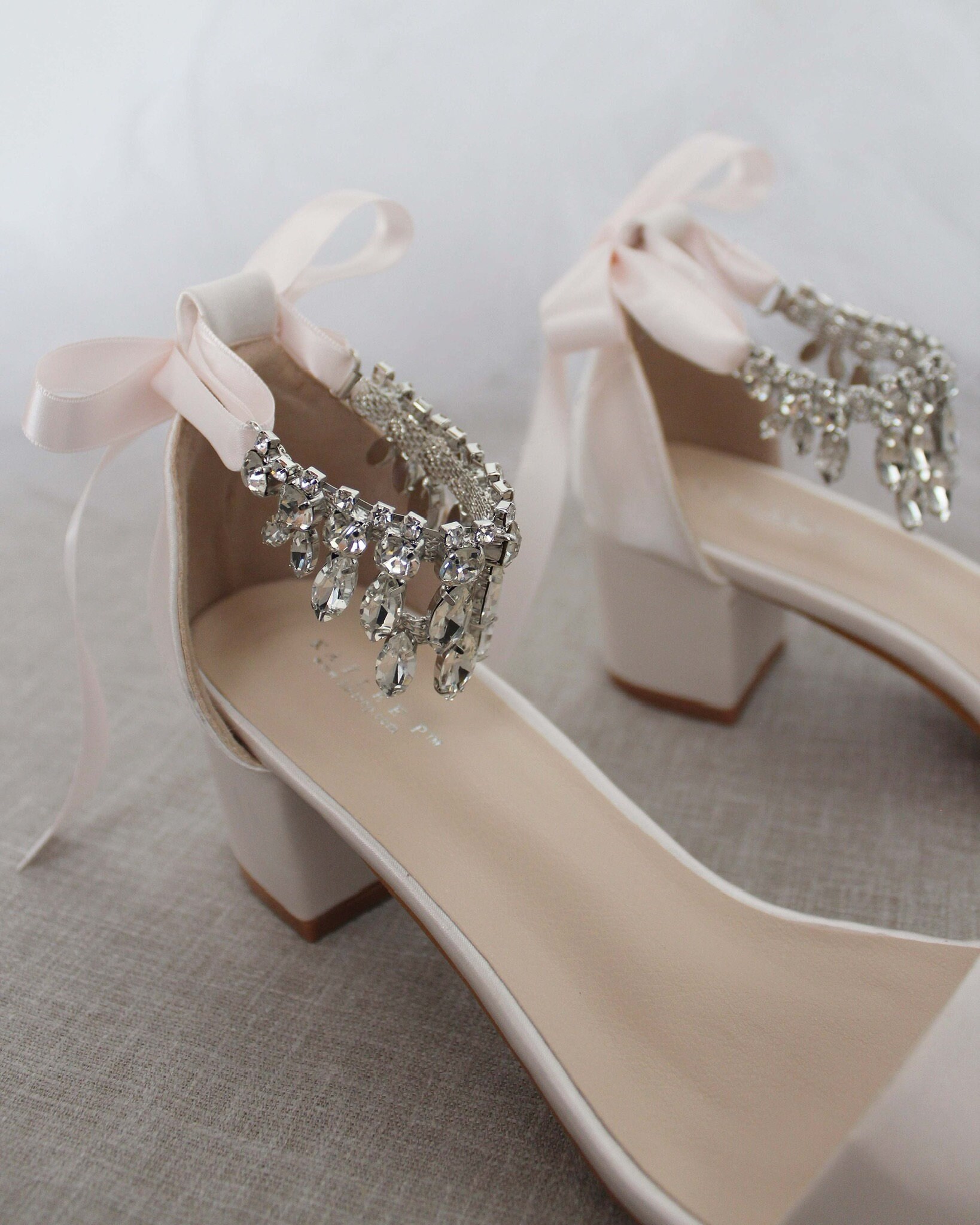 blush low block heel sandals