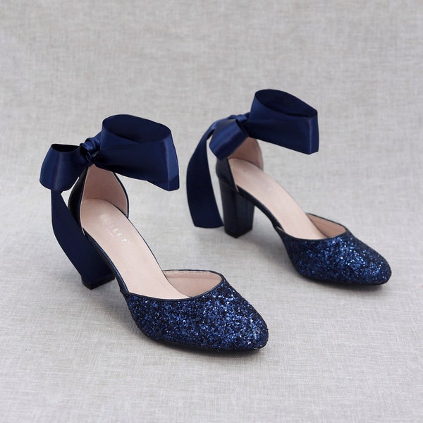 navy sparkle heels