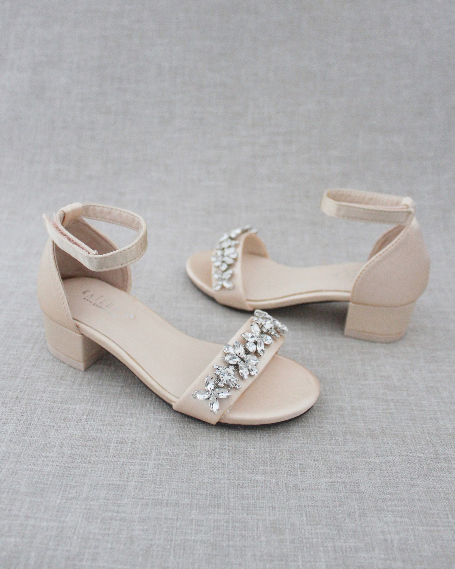 champagne block heel shoes