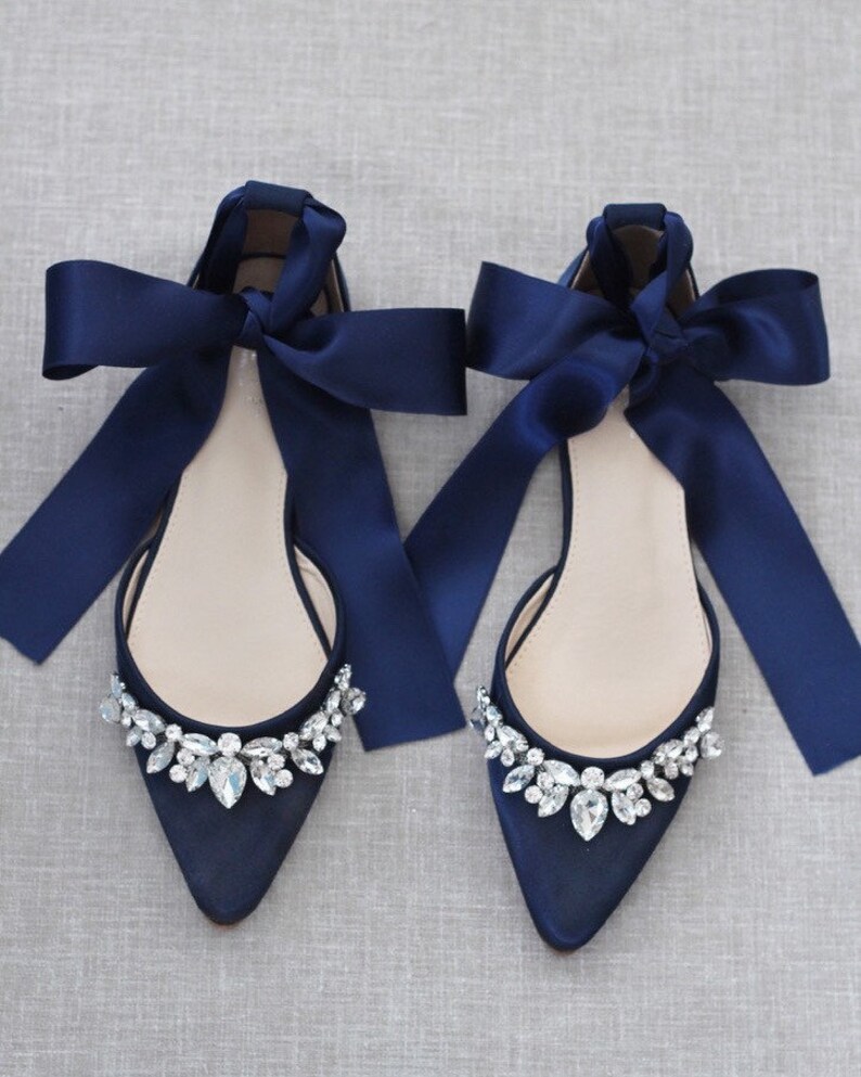 navy blue sparkly flats