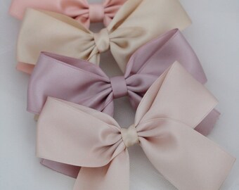 SATIN HAIR BOWS -  Gold Hair Clips, Mauve Hair Bows, Rose Gold Hair Bows, Flower Girls Bows, Party Bows, Baby Headband