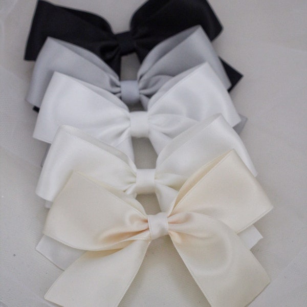 SATIN HAIR BOWS -  Hair Clips, Girls Hair Bows, Flower Girls Bows, Party Bows, Black Hair Bows, Baby Headband