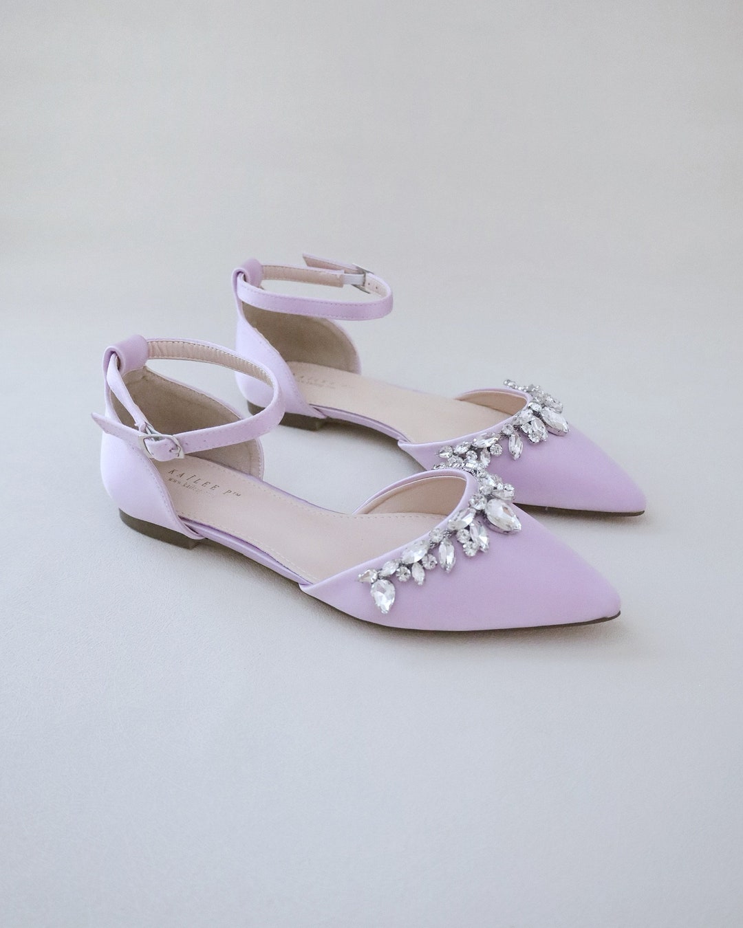 Buy Lavender Satin Pointy Toe Flats With Teardrop Rhinestones, Bridesmaids  Shoes, Holiday Shoes, Party Shoes Online in India