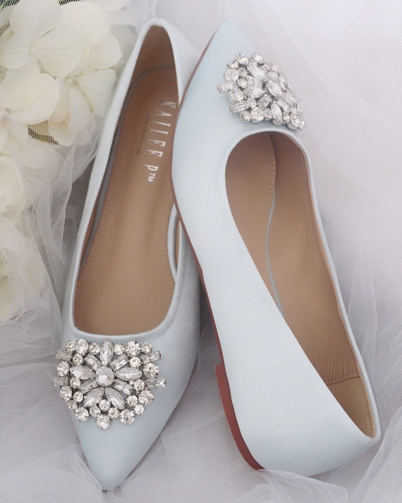light blue pointed flats
