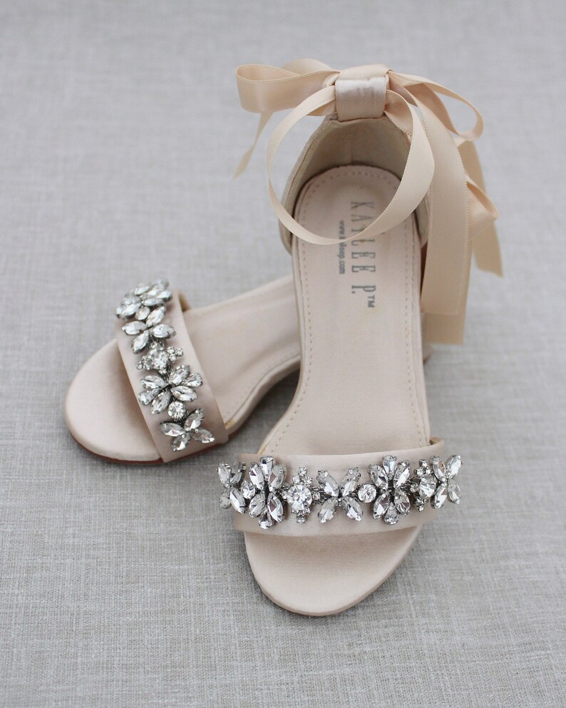 satin block heel sandals