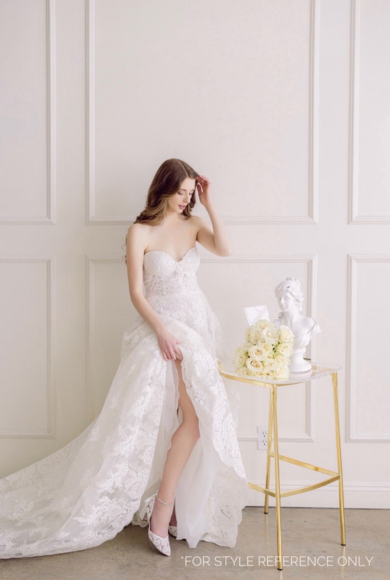 illusion lace dress Vintage Lace Illusion Neckline Bridal Gown main image 1
