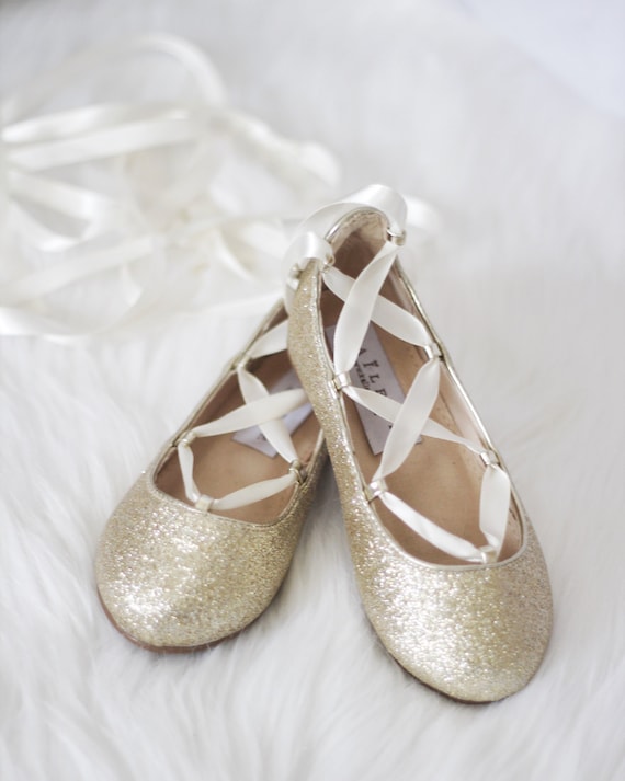 girls flat gold shoes