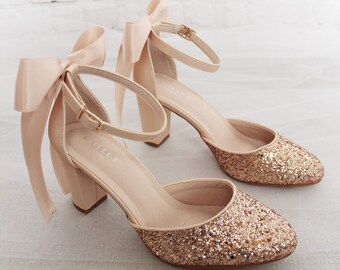 comfortable glitter heels