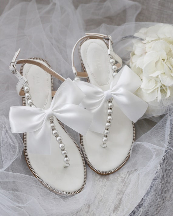 flat pearl bead sandals