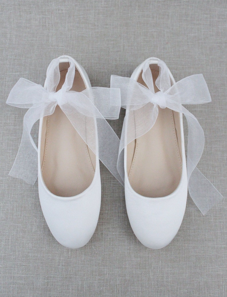 Women Shoes White Satin Flats With Satin Ankle Tie or - Etsy