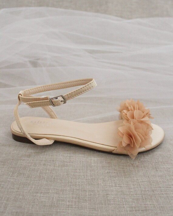 Champagne flat sandals shop