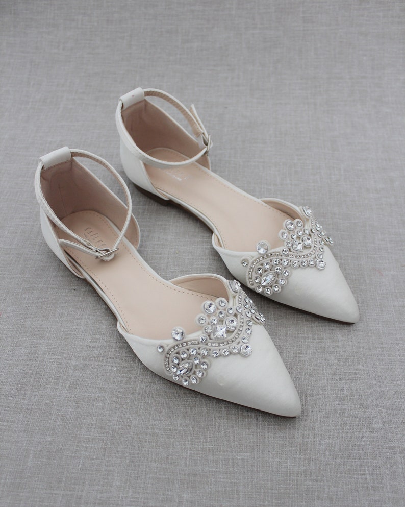 pointed toe rhinestone flats