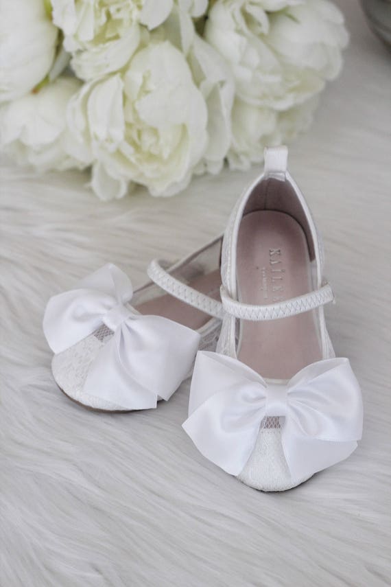white lace flower girl shoes