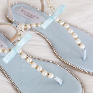 Sandalias de perla de boda para mujeres y niños T-Strap Pink | Etsy España