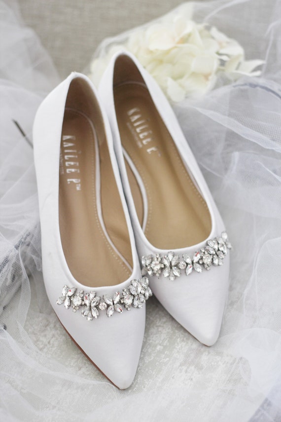 white sparkly wedding shoes