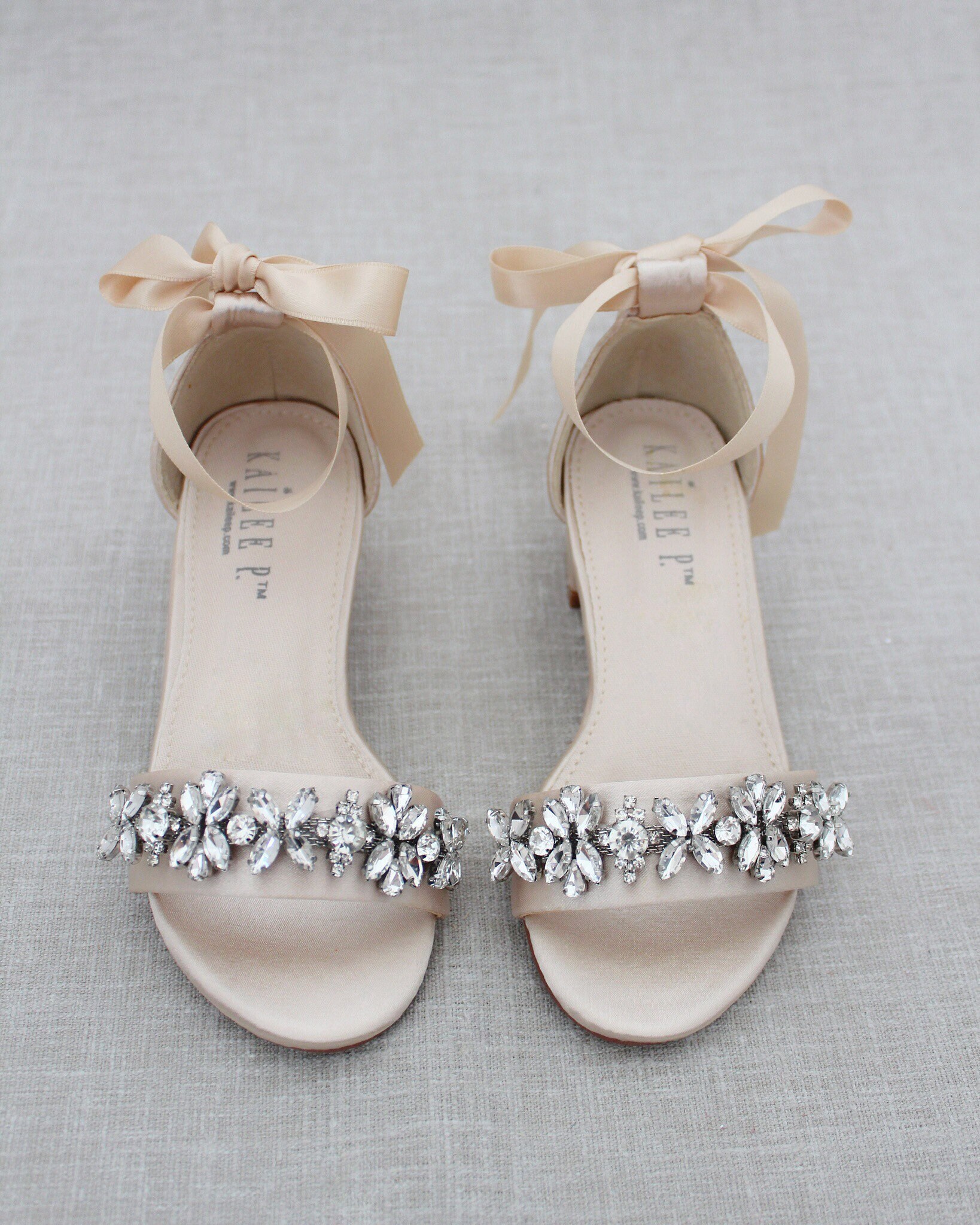 Champagne block shop heel sandal