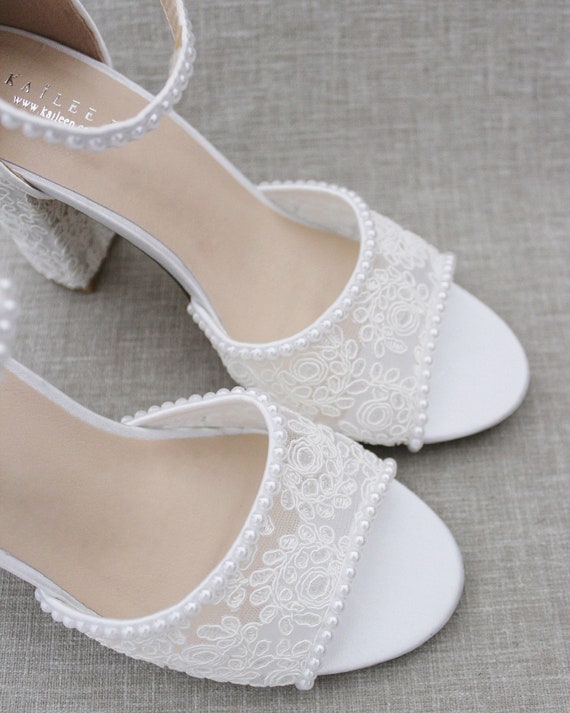 Summer Trending White Lace Up Platform Heels Footwear