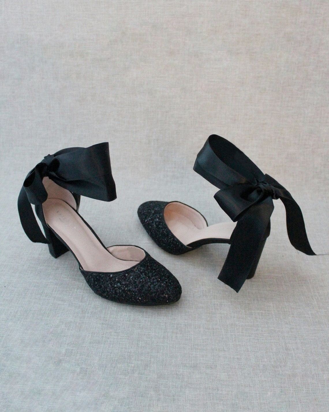 Black Rock Glitter Block Heel with WRAPPED SATIN TIE Women image 1