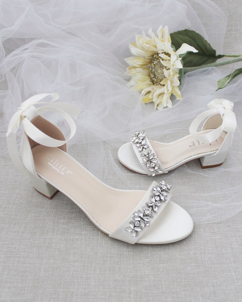 ivory block heel sandals