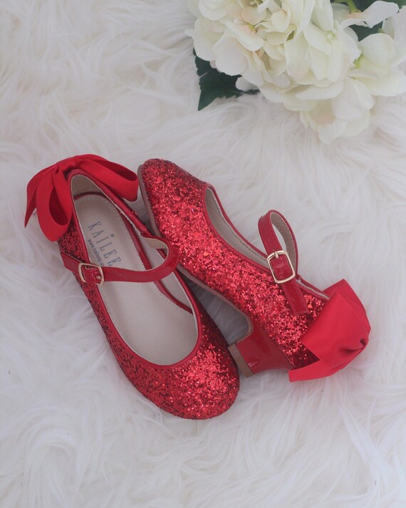 red glitter mary janes