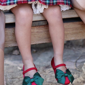 Red Satin Mary Jane With FRONT SATIN BOW for Fall Flower Girls Shoes ...