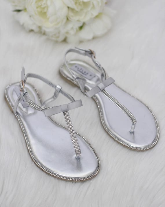 Buy > silver strappy flats > in stock