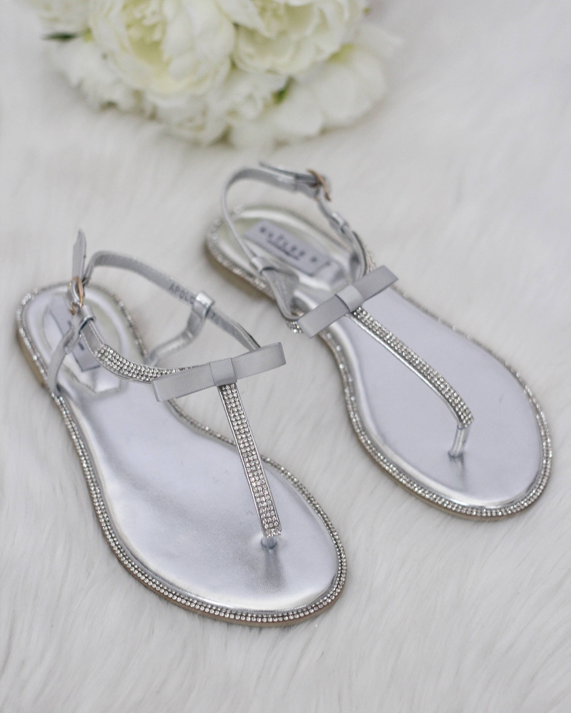 silver flat sandals womens