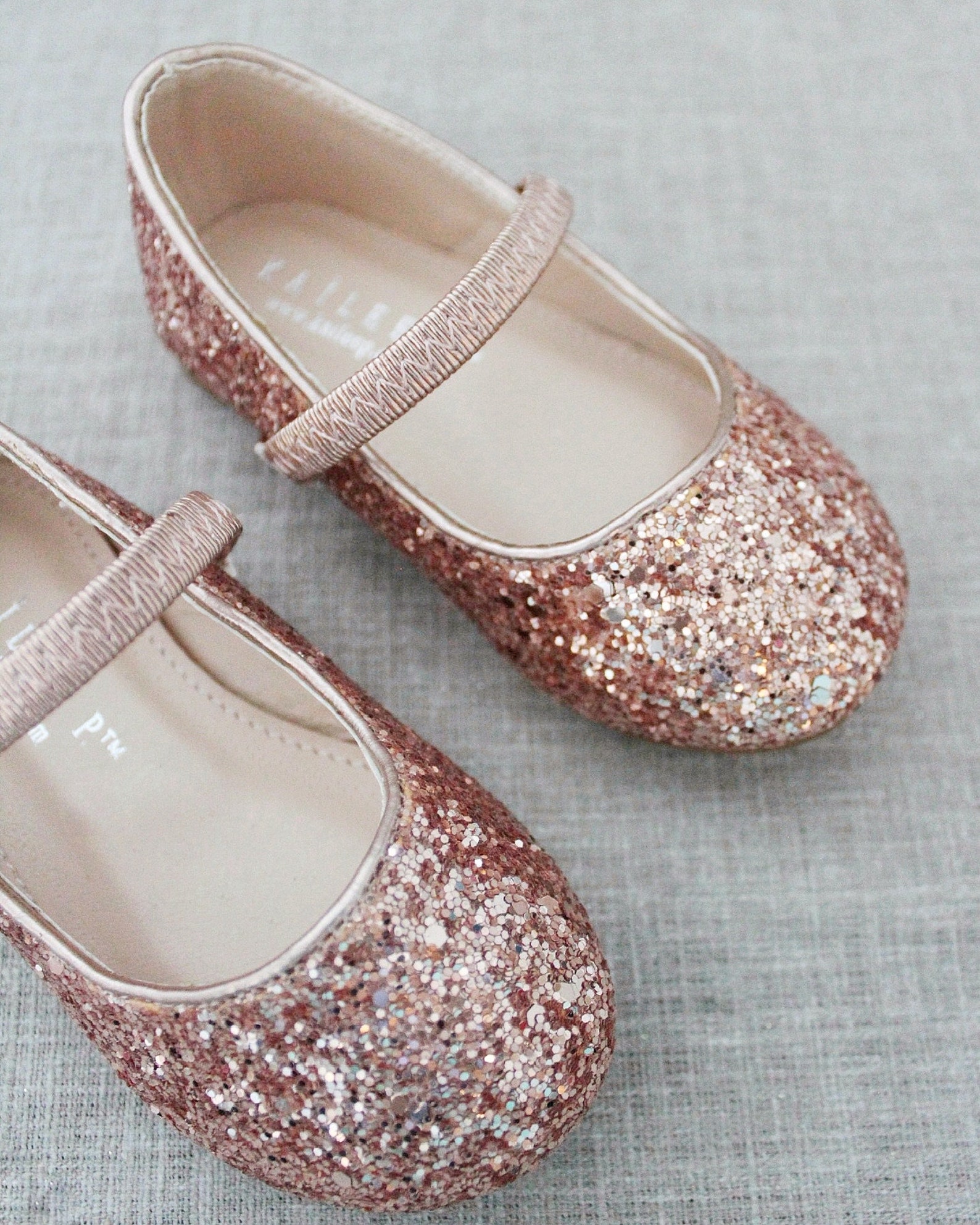 Rose Gold Rock Glitter Mary Jane Flats for Flower Girls Shoes | Etsy