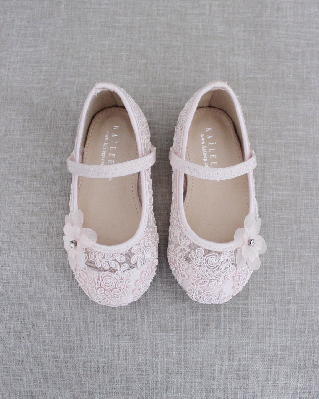 Dusty Pink Crochet Lace Mary Jane Flats With Flower Applique - Etsy