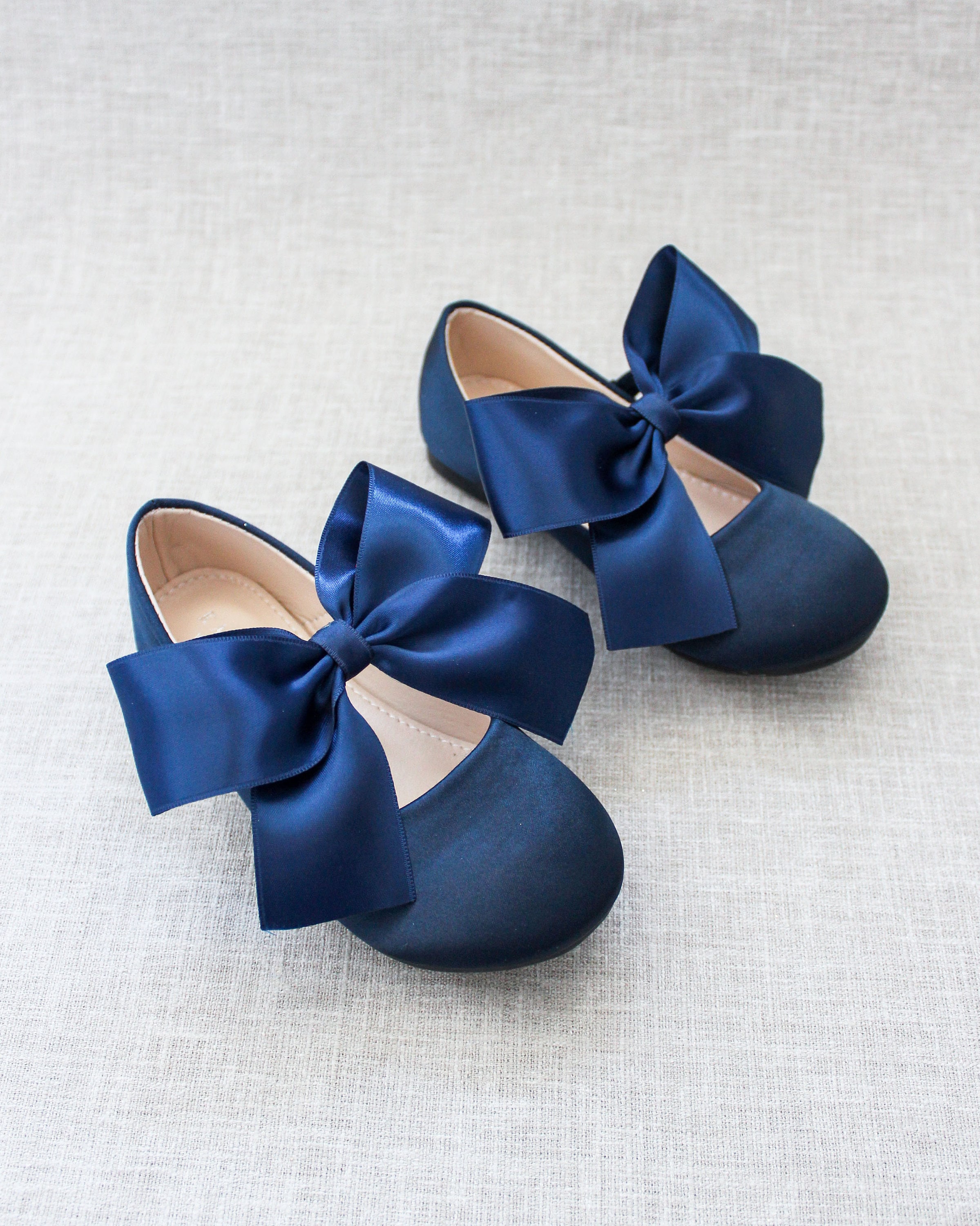 Navy Satin Maryjane With NAVY Satin Bow for Fall Flower Girl Shoes ...