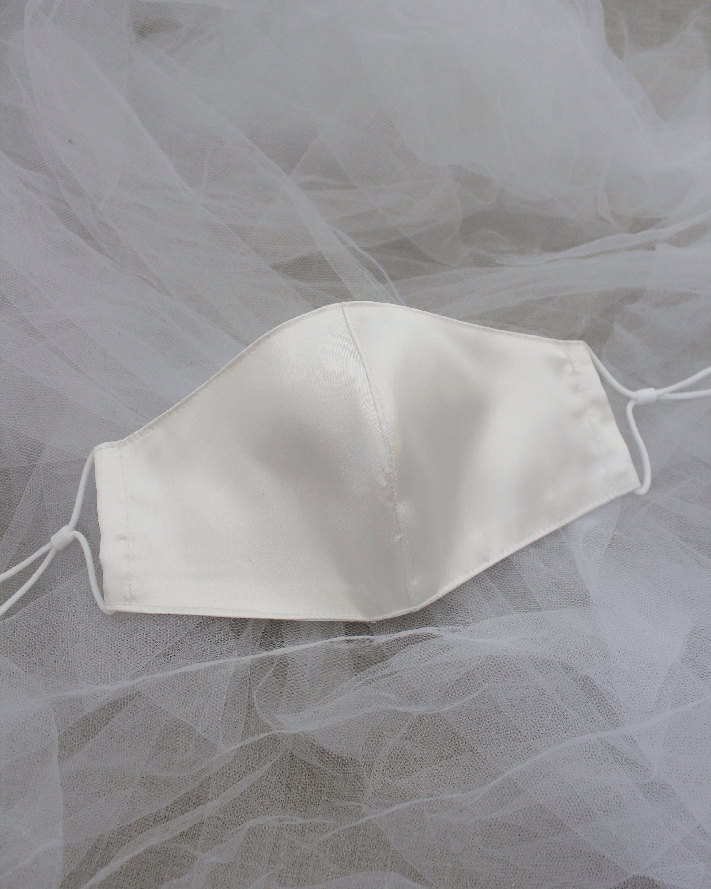 Ivory Satin Face Mask, Wedding Face Mask, Bridal Face Mask, Bridesmai…