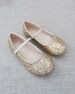 Gold Rock Glitter Mary Jane Flats for Fall Flower Girls Shoes, Girls Shoes, Holiday Shoes, Party Shoes 