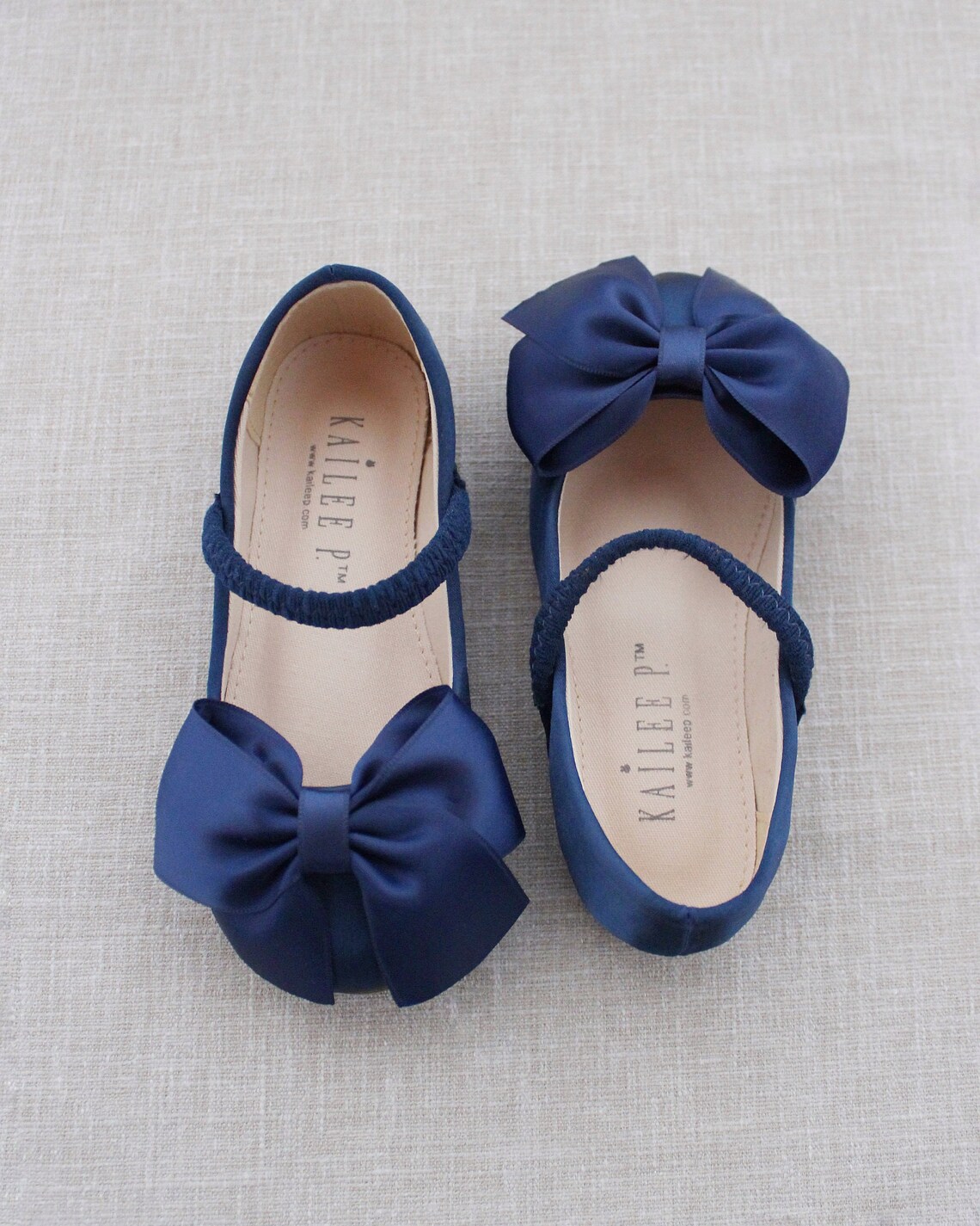 Navy Satin Mary Jane With FRONT SATIN BOW for Fall Flower Girls Shoes ...