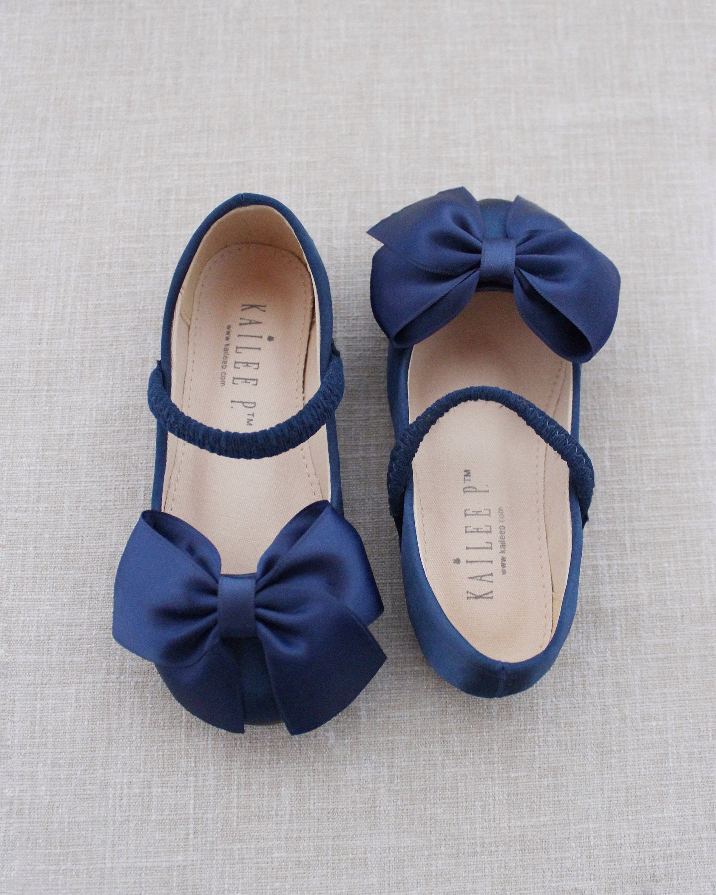 Navy Satin Mary Jane With FRONT SATIN BOW for Fall Flower Girls Shoes ...