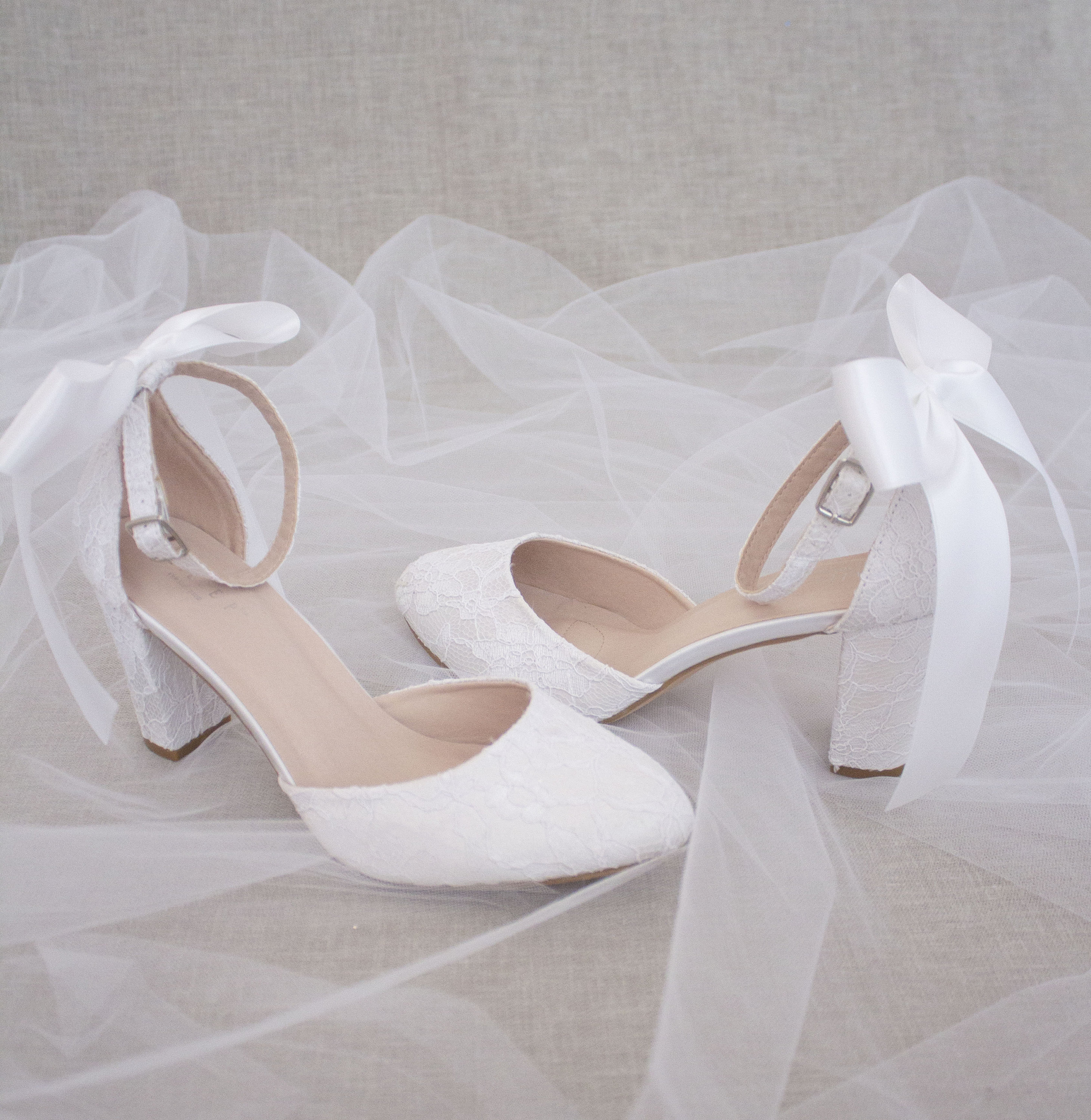 white block heels with bow