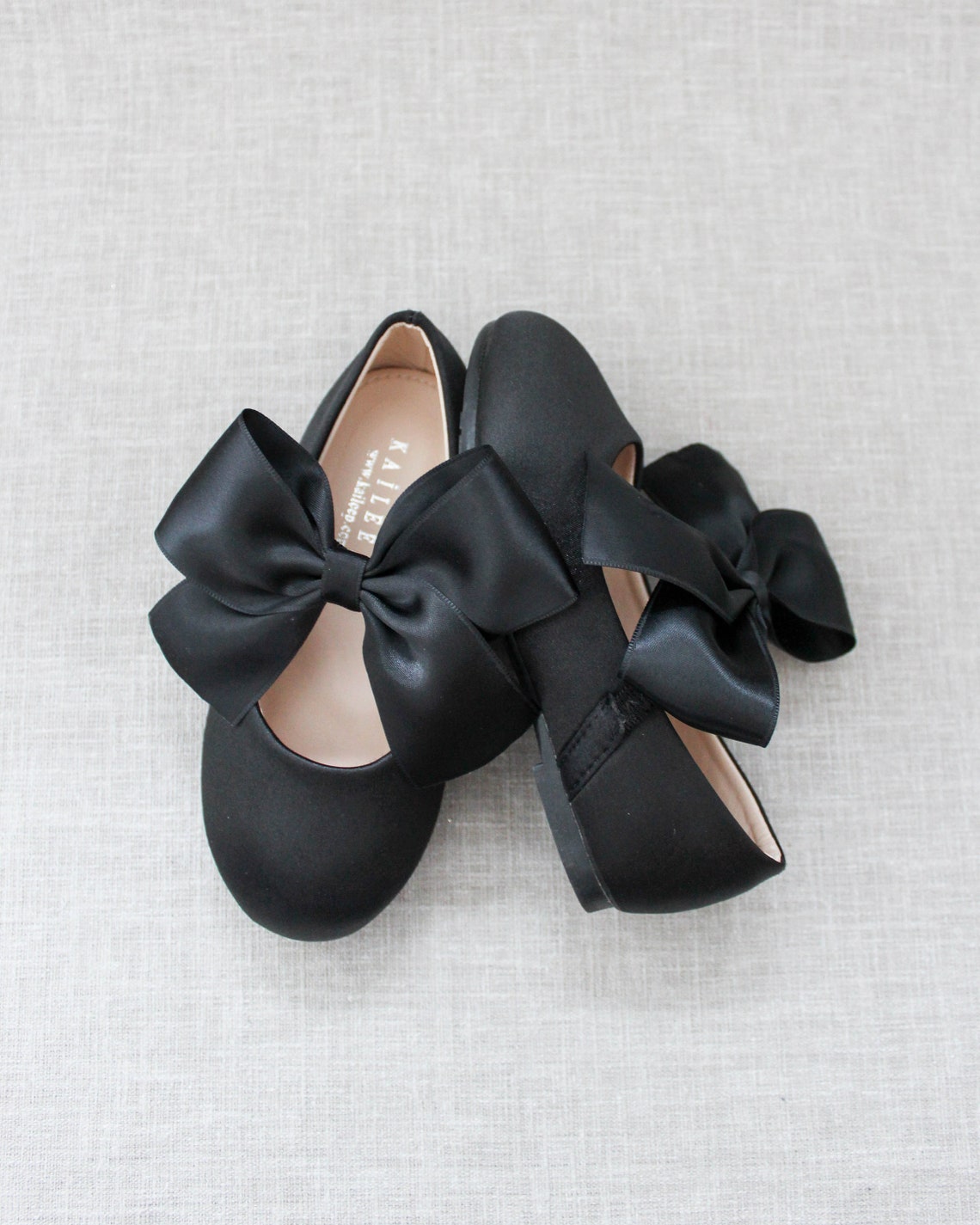 Black Satin Maryjane Shoes With Satin Bow Fall Flower Girl - Etsy