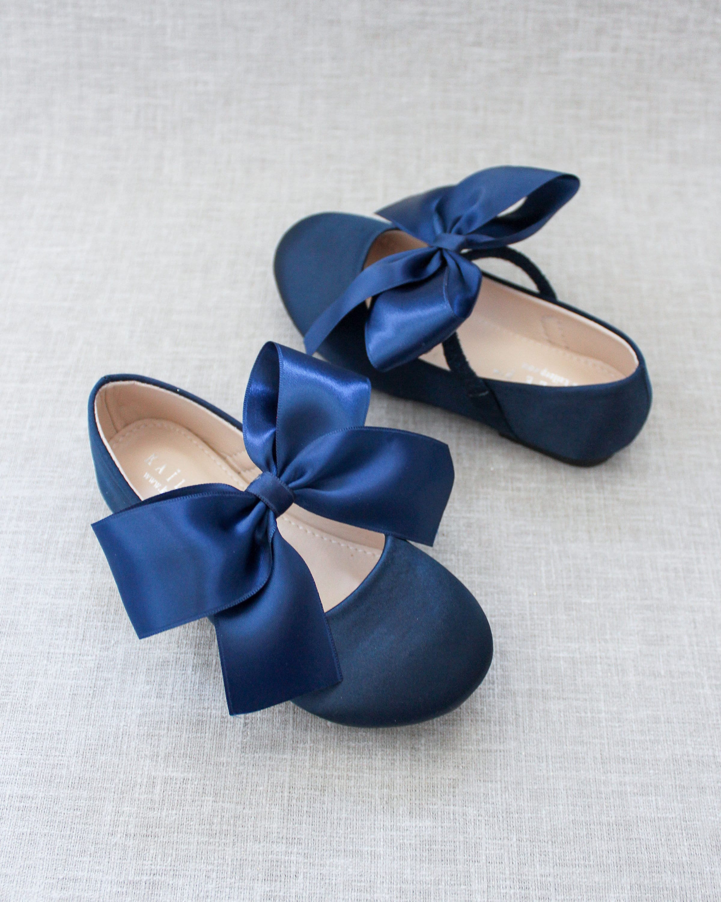Navy Satin Maryjane With NAVY Satin Bow for Fall Flower Girl Shoes ...
