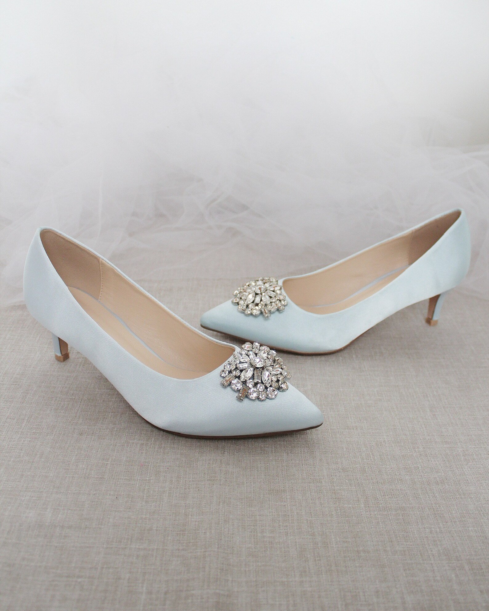 pale blue pointed heels