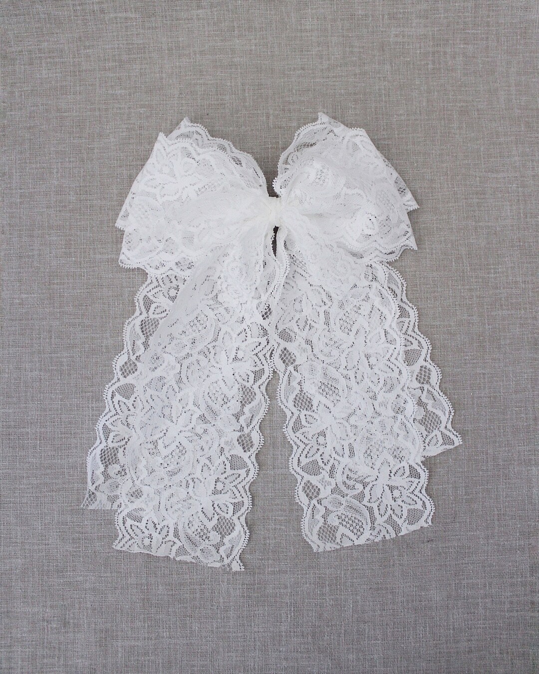 White Oversized Vintage Lace Hair Bow, Communion Hair Accessories